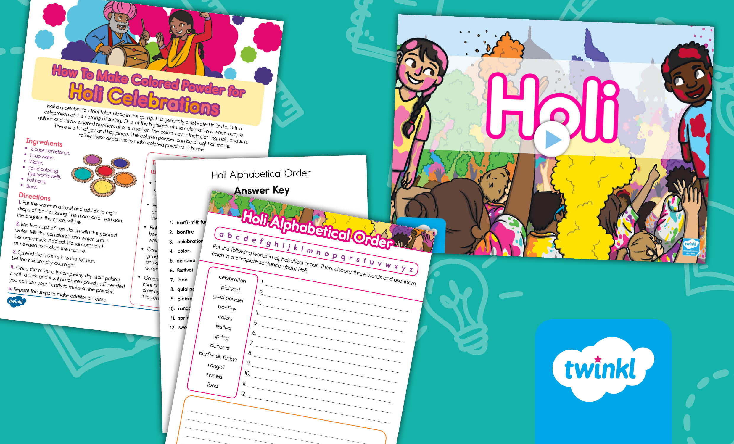 Holi Lesson Pack for K-2nd Grade