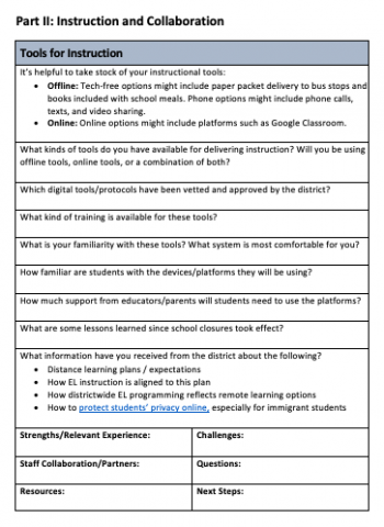 Distance Learning for English Learners: Needs Assessment